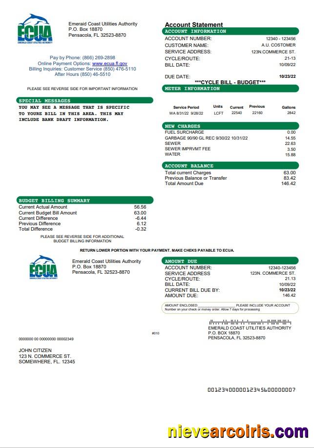 USA ECUA utility bill